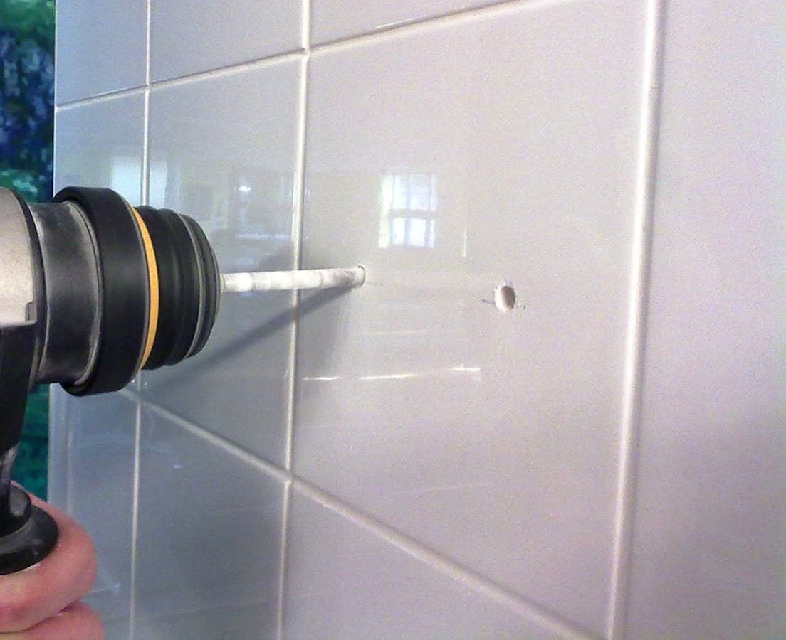 Drilling through glossy white wall tile to mount bathroom accessories