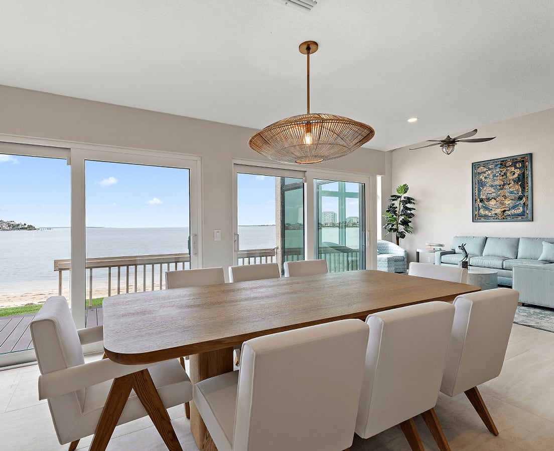 Finished dining and living area in an Ethicore waterfront remodel
