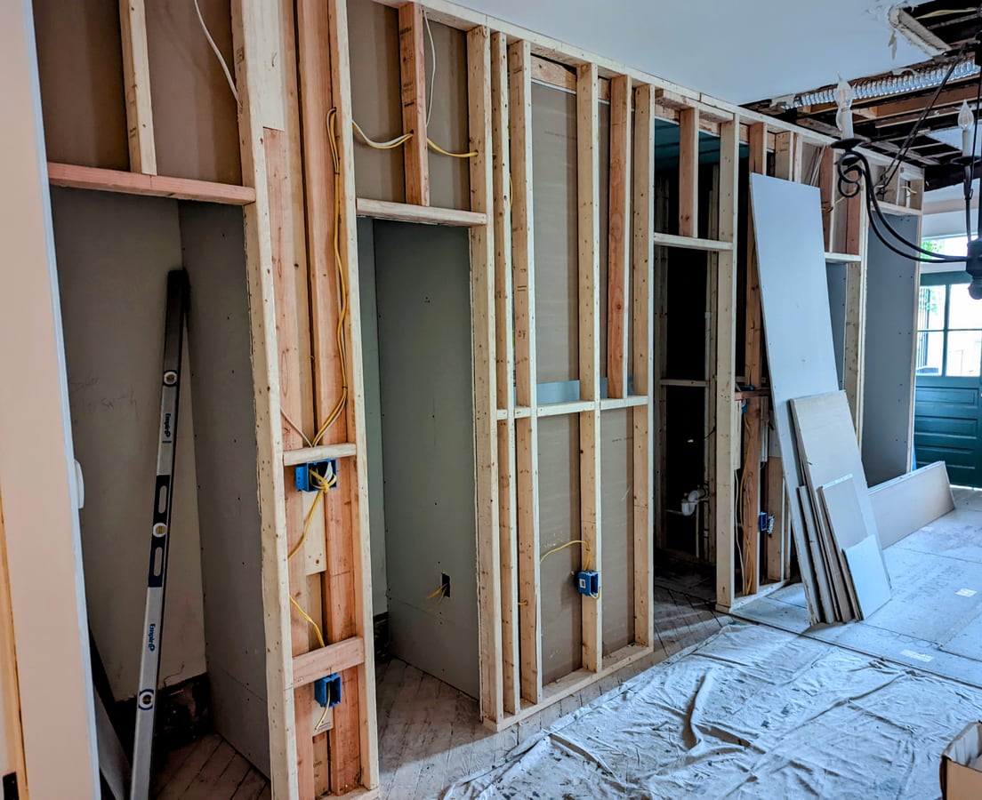 New framing and electrical rough-in during a whole-home renovation
